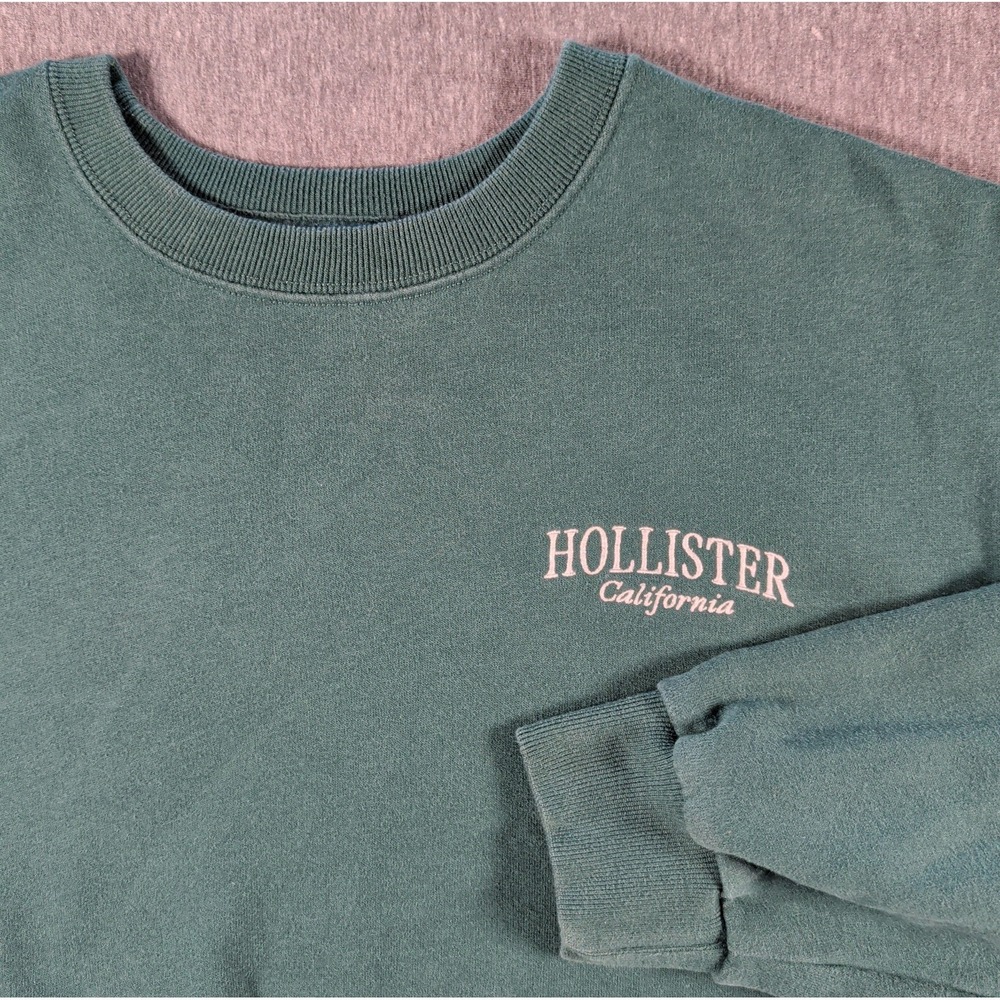 Y2K HOLLISTER California Crewneck Sweatshirt Dark‎ Green Sz Med Embroidered